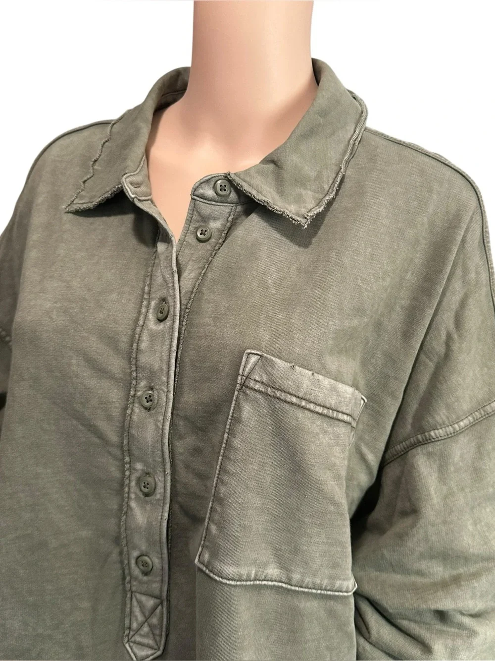 Aerie Take It Easy Popover Polo Sweatshirt Sz L
